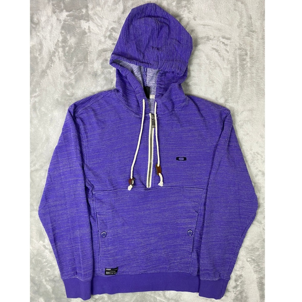 Oakley Marled Slub Knit 1/4‎ Zip Pullover Hoodie Mens Small Purple 471633 2012